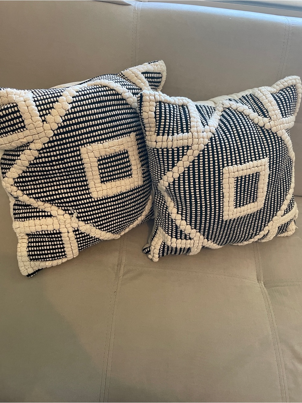 Target Black and Cream Geometric Tufted Accent Pillows - Set of 2